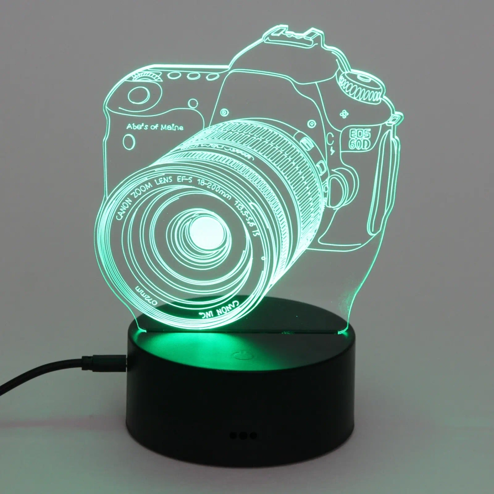 Светильник ночник «3D-Фотоаппарат» на пластиковой подставке, с включателем USB