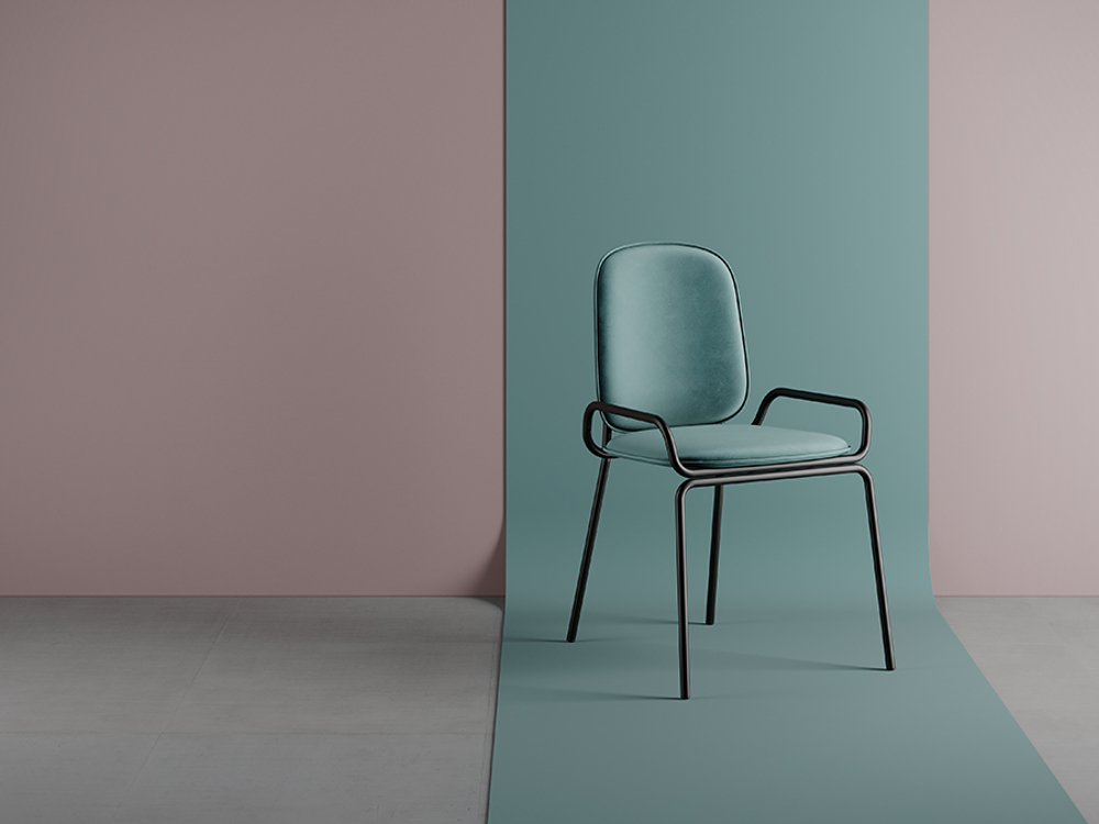 Стул LATITUDE Ror, 2 Frame, велюр, черный/зеленый