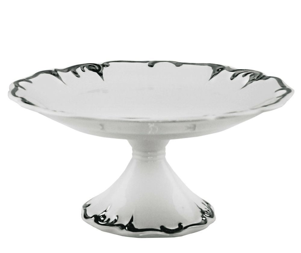 Lenardi 666-392 Фруктовница 27см на ножке ARGENTO в под.уп.(х4)Фарфор