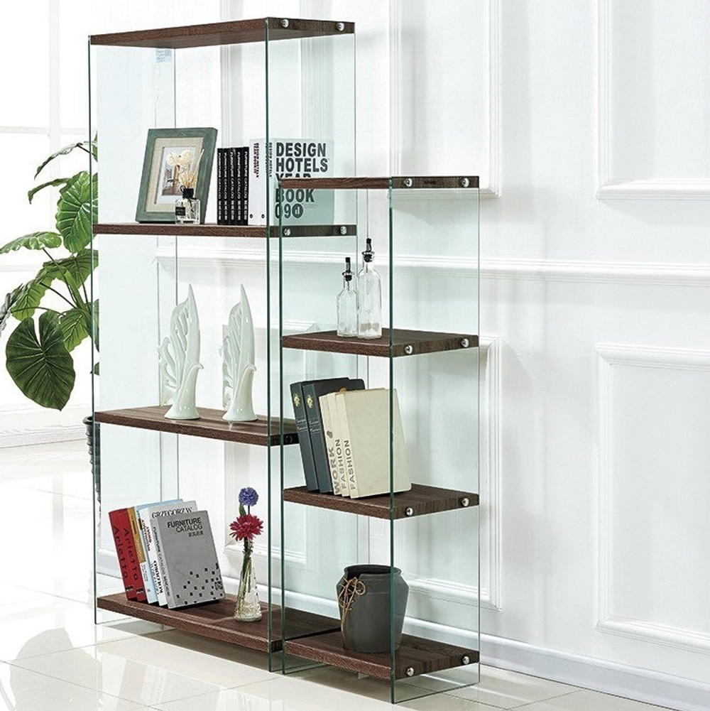 Стеллаж F-049-125H  прозрачный/коричневый