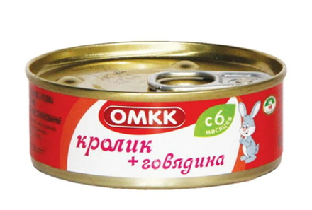 Консервы мясные "Кролик+Говядина" для детского питания 90г. Оршанский МК