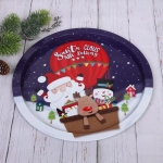 Поднос жестяной 32см «Дед Мороз на воздушном шаре»