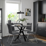 Стол и 4 стула - IKEA MARIEDAMM / LILLÅNÄS / ИКЕА МАРИЕДАММ/ЛИЛЬЯНАС, черный, имитация мрамора