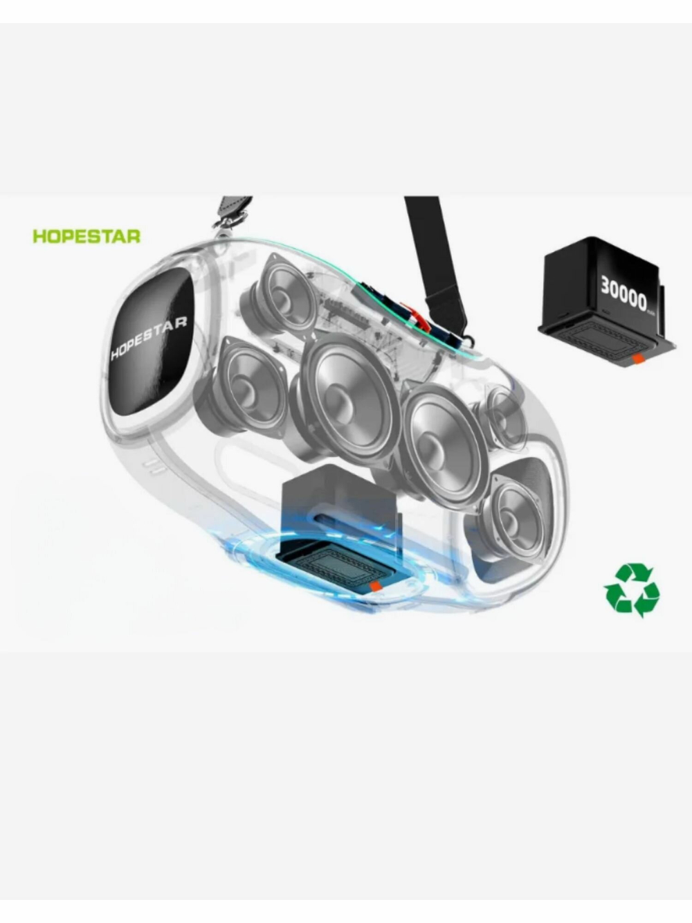 Колонка HOPESTAR A80, 350 Вт, с микрофоном, серая