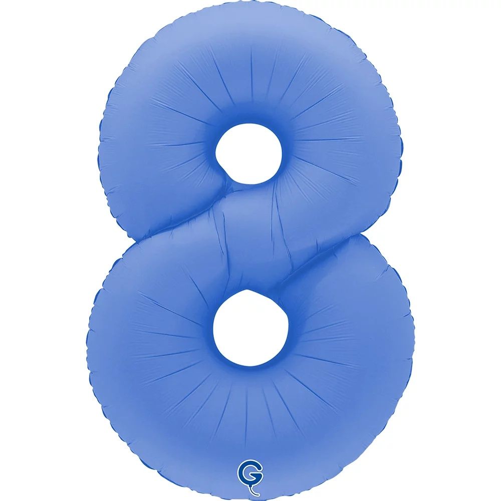 G Шар (40''/102 см) Цифра, 8, Голубой Лотос, Матовый (БГ-60)
