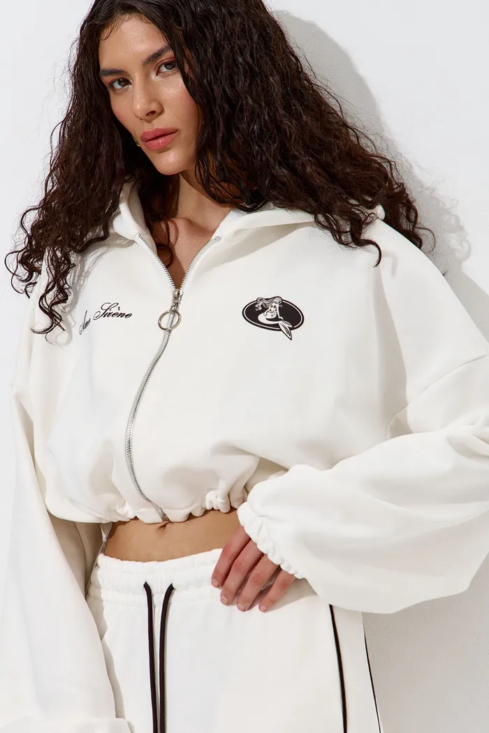 Худи укороченное "Âme Sirène" кремового цвета