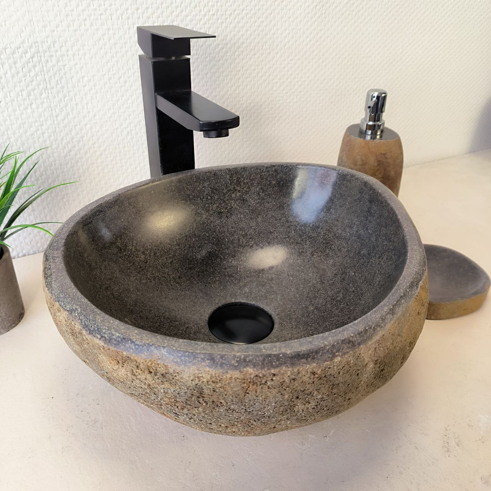 Раковина из речного камня RS-66030 36х32х15 из натурального камня