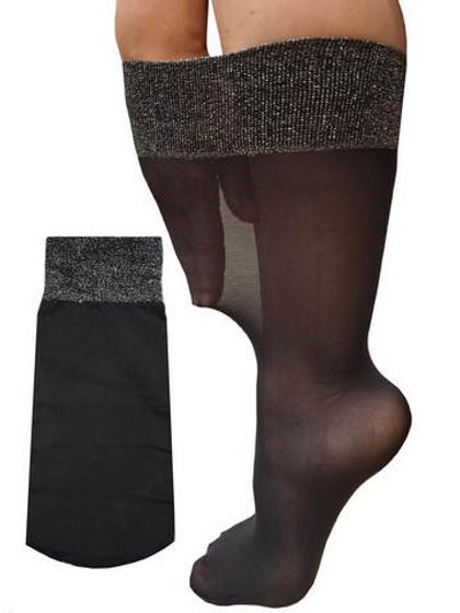 Носки 60 DEN с люрексом антрацит/серебро