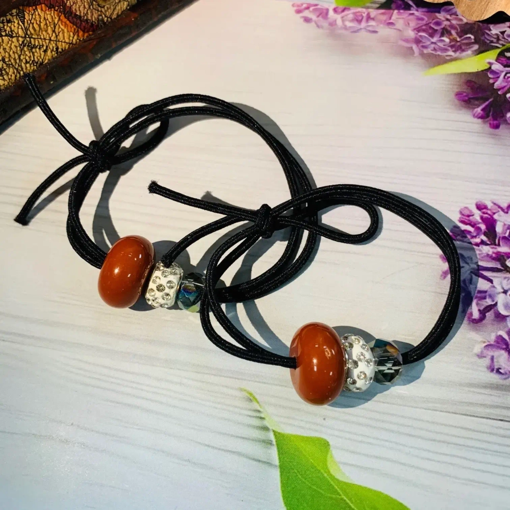 Резинки для волос 2шт «Кокетка - Style in details Шамбала с бусинкой», микс 5 цветов, d-5,5см