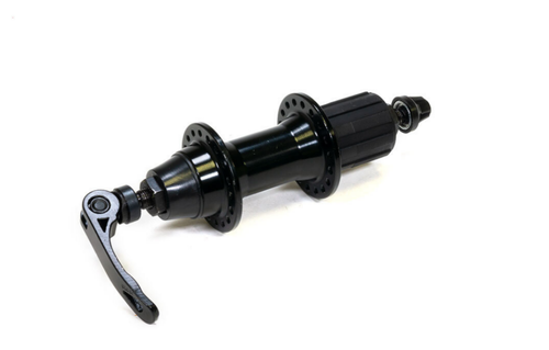 Втулка WZ задняя, алюминиевая, под V-br, под кассету 8/10скоростей, на эксцентрике, 36 отверстий, ось 3/8''х135x145мм, промподшипники, черная