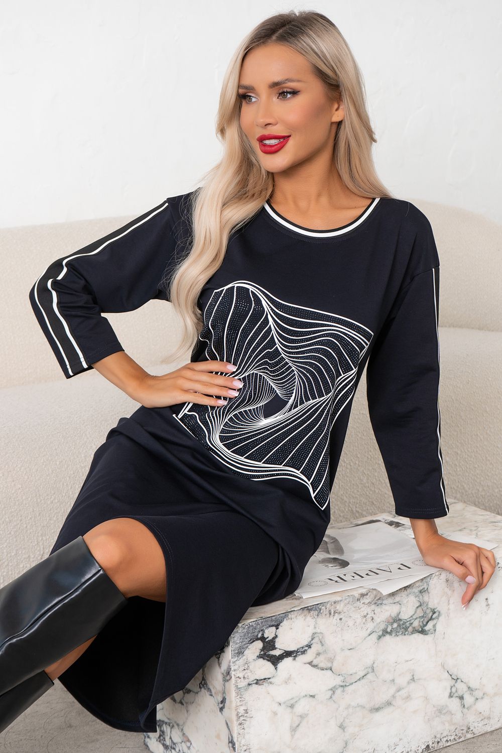 Платье в стиле Спорт-шик (синий)-46р-р Р11-1228/2 Nikol