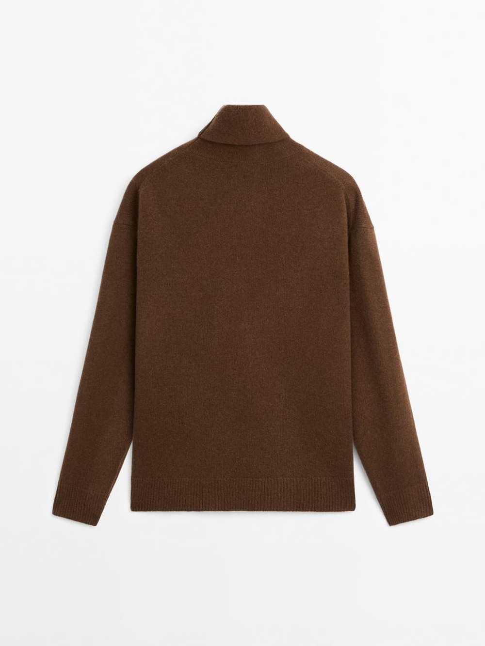 Massimo Dutti Свитер из смесовой шерсти с высоким воротником, тоффи