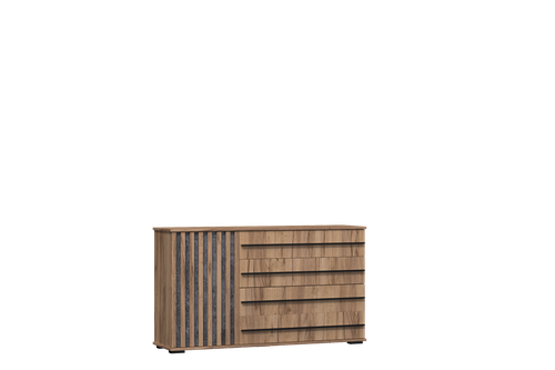 Марракеш Комод 1 створка 4 ящика Дуб вотан / Цемент темный