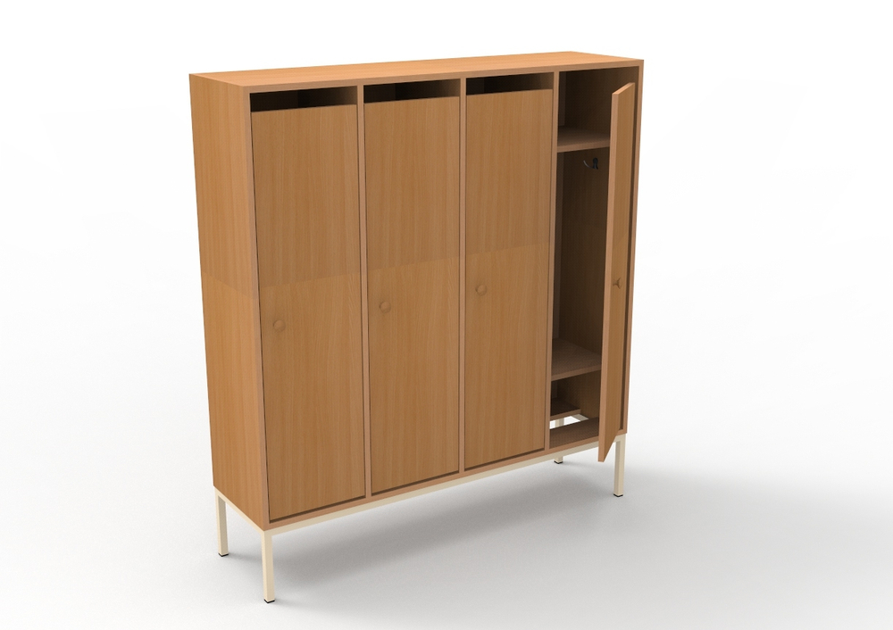 Шкафчик для раздевалки в детском саду на металлокаркасе, 4-секционный