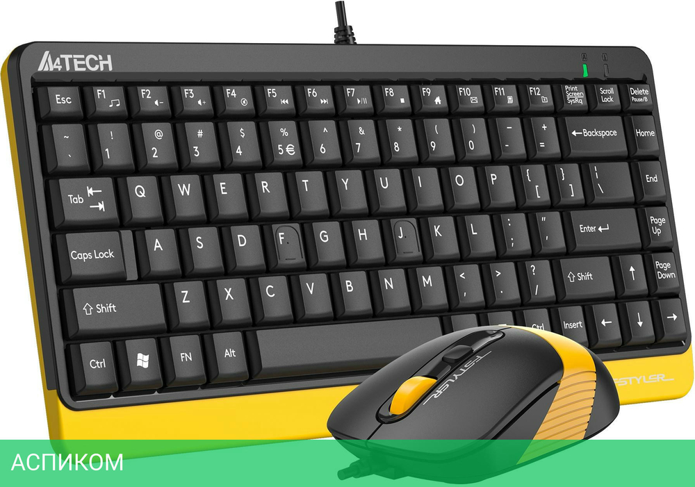 Набор периферии A4Tech Fstyler F1110 Bumblebee черный/желтый