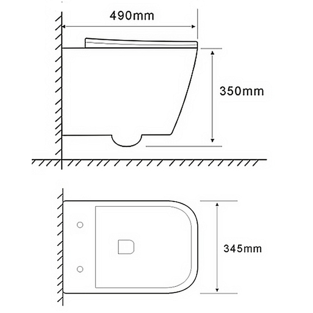 Унитаз подвесной Azario ESCONDA 345х490х350 безободковый, смыв "Скрытое Торнадо", с быстросъемным сиденьем микролифт (AZ-2805E)