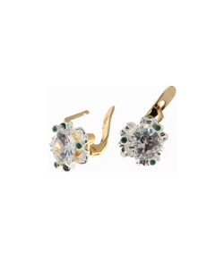 "Дурман" серьги в золотом покрытии из коллекции "Леди" от Jenavi с английским замком