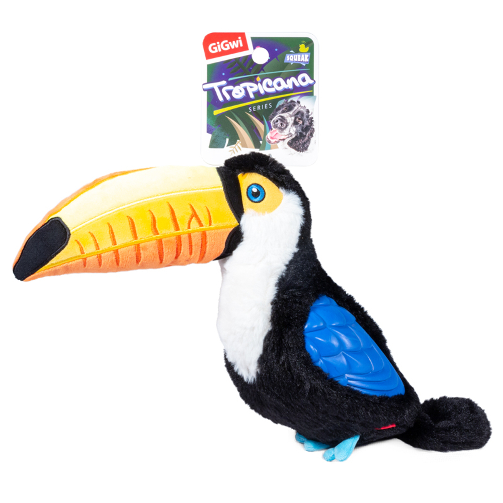 GIGWI Tropicana Series Игрушка для собак Тукан с пищалкой большой 38 см