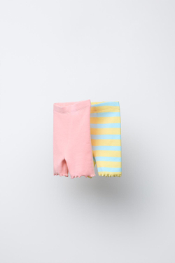 ZARA НАБОР ИЗ 2 ВЕЛОСИПЕДОК С ПРИНТОМ, ОГНЕННО-КОРАЛЛОВЫЙ