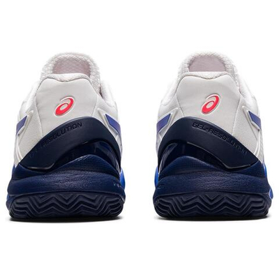 Женские Кроссовки теннисные Asics Gel-Resolution 8 Clay - white/lapis lazuli blue