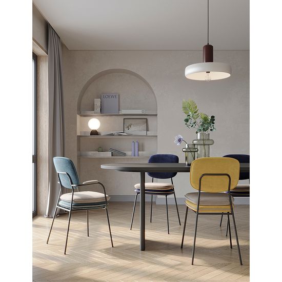 Стул с контрастным кантом pea, велюр, темно-синий/бежевый