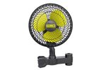 Вентилятор для обдува garden highpro clip fan 20 см с желтыми лопастями и прищепкой, вид спереди на белом фоне