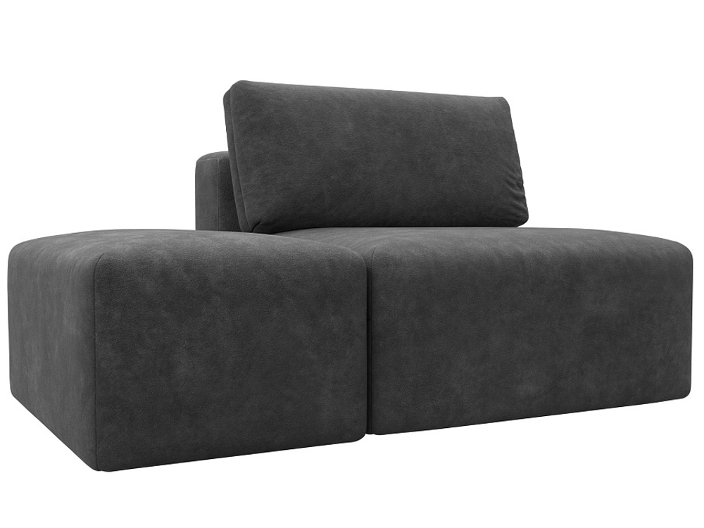 Модули диван и пуф Лига-060 НПБ, BRUT 16 темно-серый, Велюр, 129603
