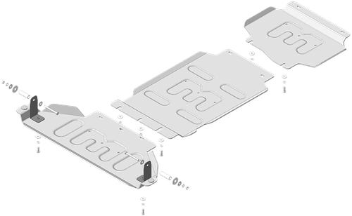Защита картера двигателя, Переднего дифференциала, КПП, Разд. коробки. 5 мм, Алюминий. для Dodge Ram 1500 RHO 2024-н.в., Motodor.32914