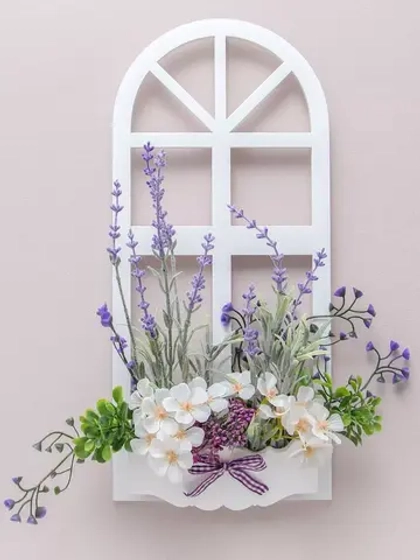 Панно на стену для интерьера "Окно с цветами"