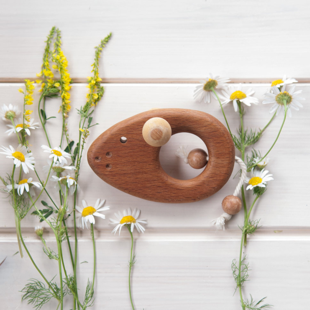 Деревянная погремушка - грызунок Мышонок Леснушки