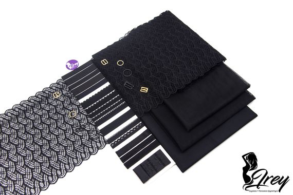 1352 Кружево эластичное 18,5 см, Италия, черный 170