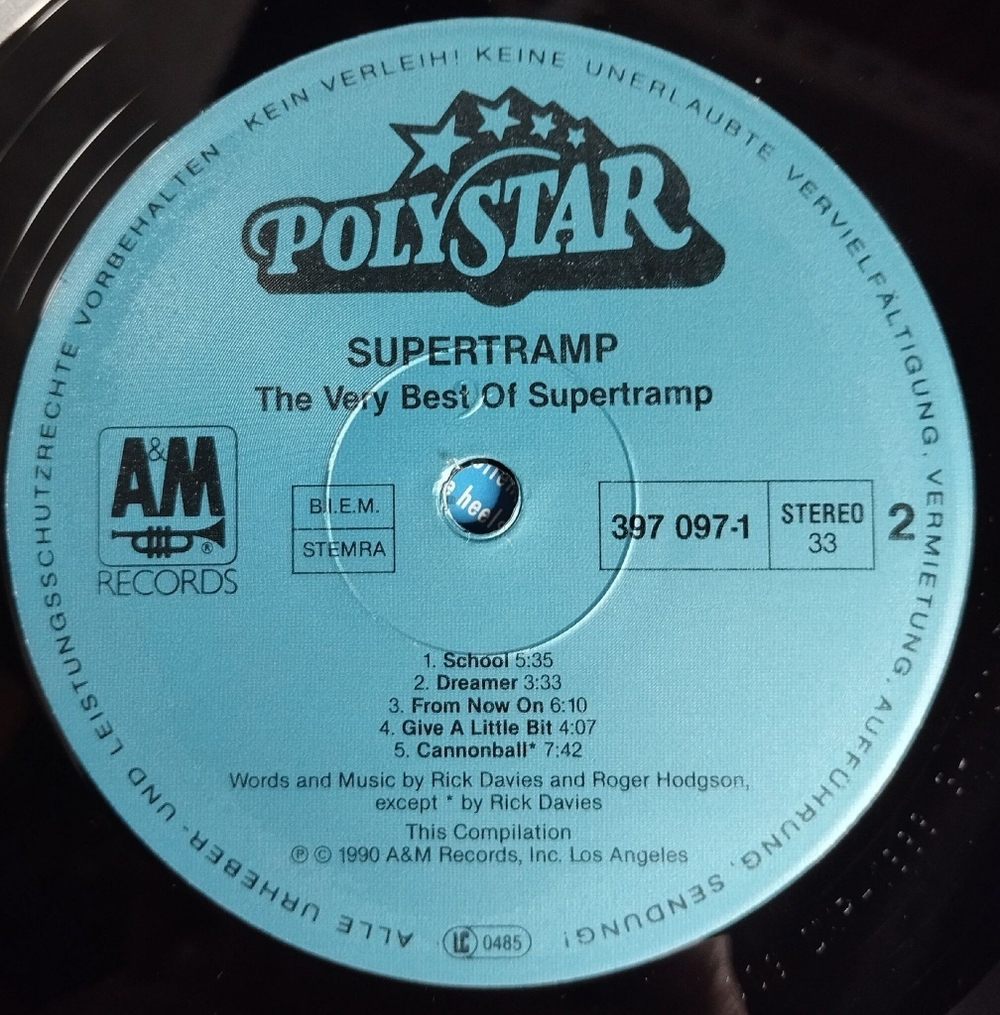 Винтажная виниловая пластинка LP The Very Best Of Supertramp (Germany 1990)