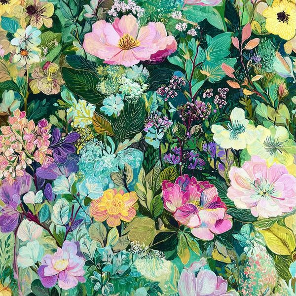 ЦВЕТОЧНЫЙ ПРИНТ, ПИОНЫ, ГОРТЕНЗИЯ - 100% хлопок 1