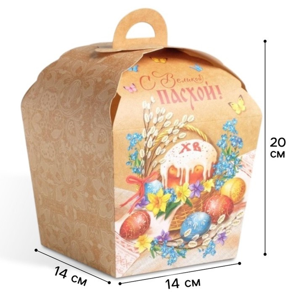 Коробка кулича 17*17*20 см С Великой Пасхой