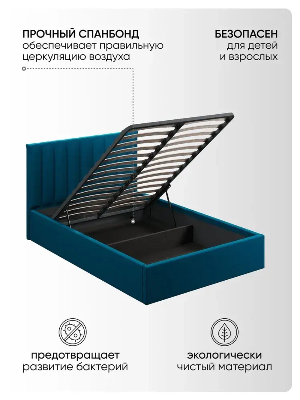 Двуспальная кровать 140х200 "Алина" Синий