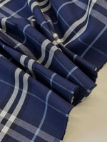 Курточно-плащевая ткань хлопковая Burberry синяя в клетку