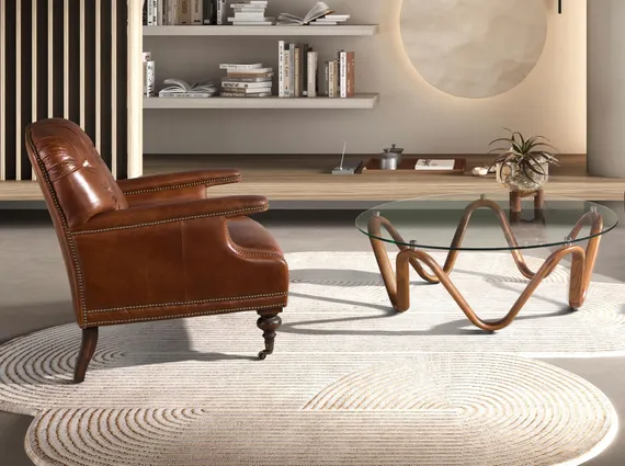 Кресло Chester 5163 из коньячно-коричневой кожи