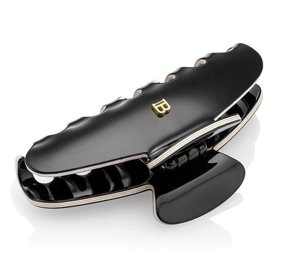 Balmain Hair Couture Заколка-краб черно-белая размер L Cellulose Acetate Pince a Cheveux Large Black/White