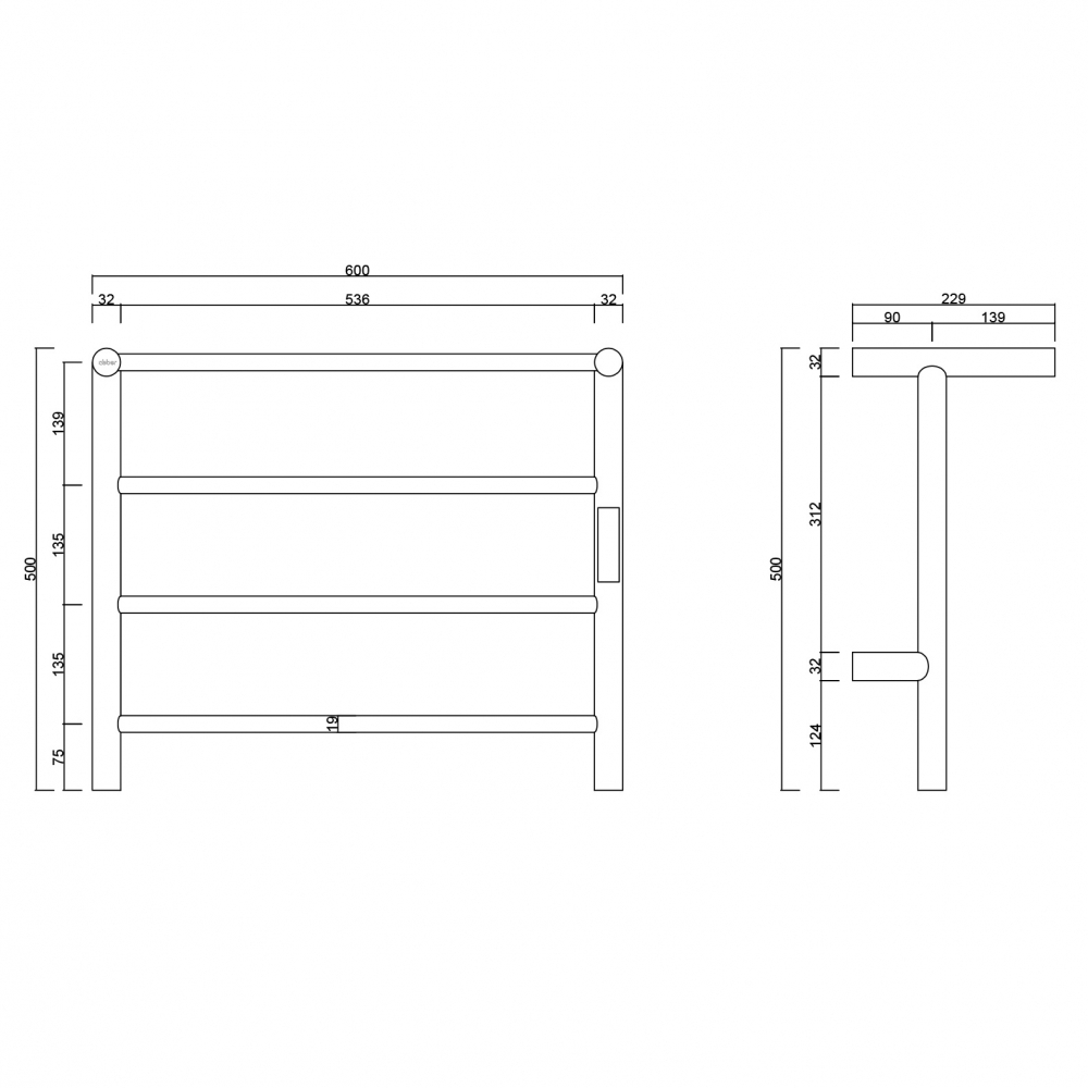 Полотенцесушитель электрический ABBER Standard AH4614 хром