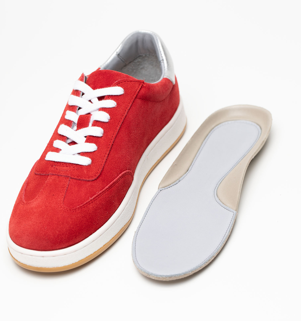 Кеды женские натуральная кожа, красные