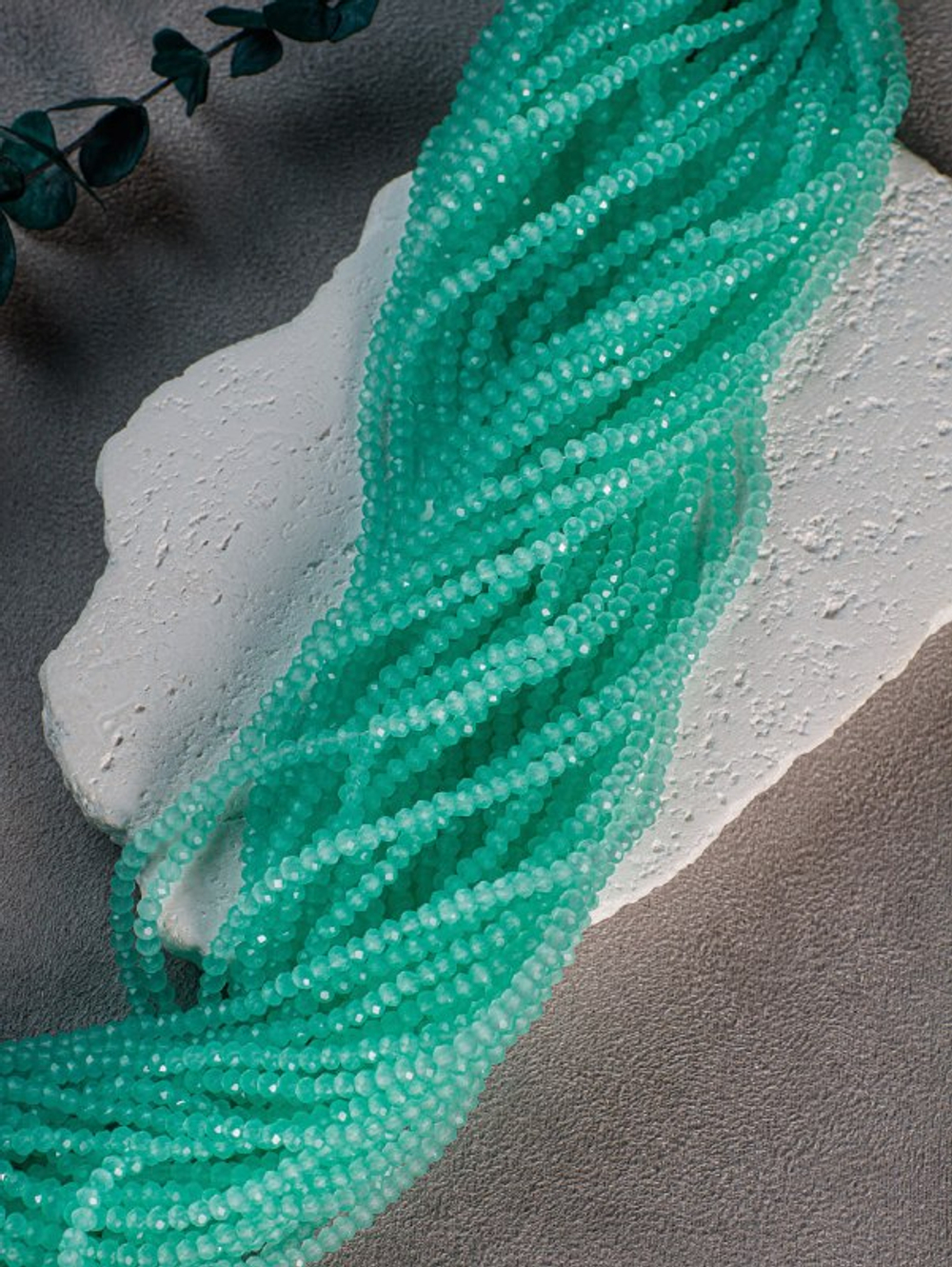 Рондели 3 мм, Светлая бирюза, нить 35 см