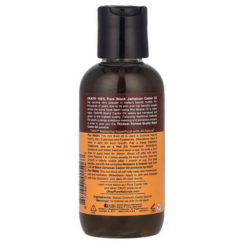 Okay Pure Naturals, 100% чистое черное ямайское касторовое масло®, 118 мл (4 унции)