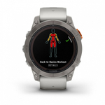 Смарт часы Garmin Fenix 7 Pro Sapphire Solar титановый серый с серо-оранжевым ремешком