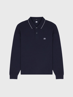 Поло с длинным рукавом C.P. Company Stretch Piquet Line Slim Navy