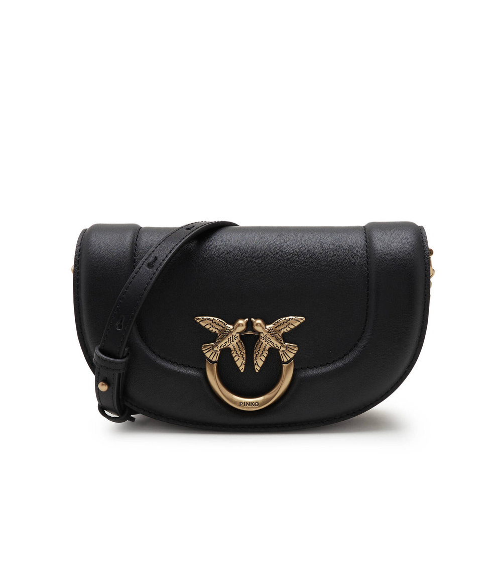 Кожаная сумка через плечо ROUND CLICK BAGUETTE BABY VITE Pinko - черный(101971 A0QO)