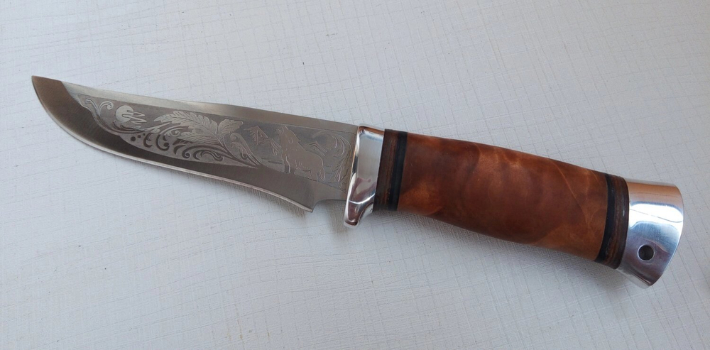 Нож кованый НС-52А Ласка, с алюминиевыми вставками (Златоуст)