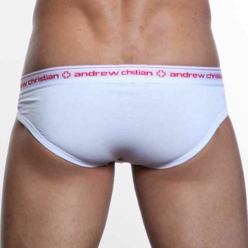 Мужские трусы брифы белые Andrew Christian Cotton Brief