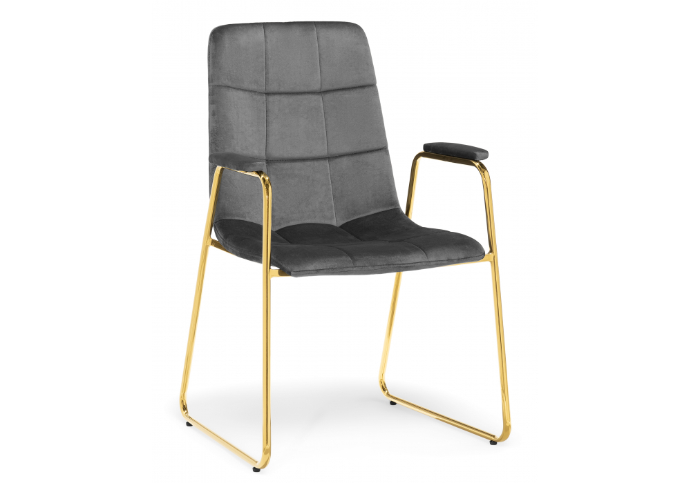 Стул на металлокаркасе Woodville Lana dark grey, gold