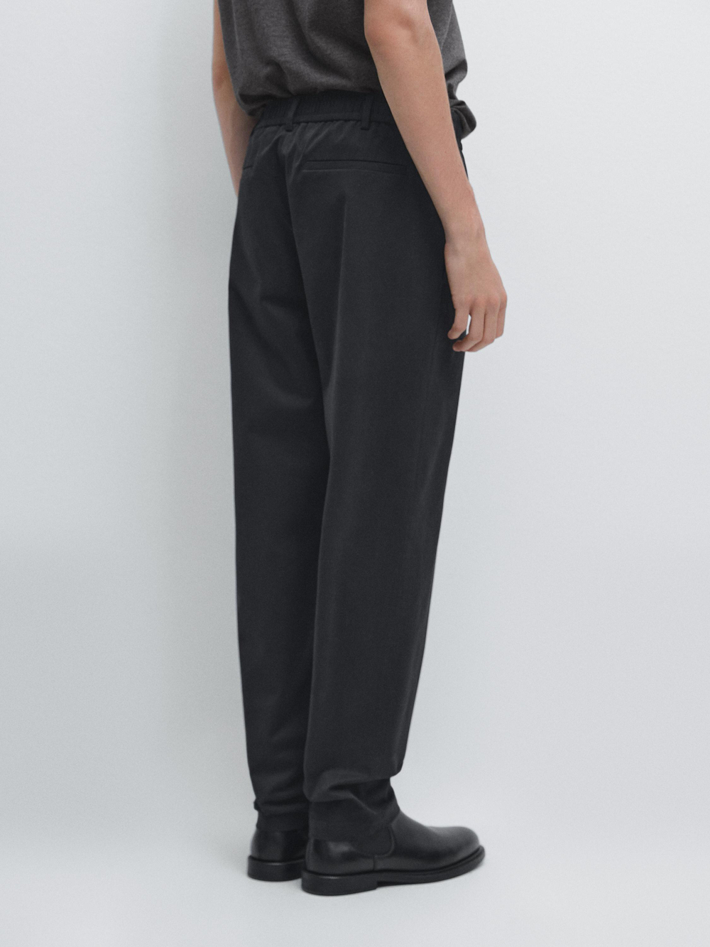 Massimo Dutti Брюки-джоггеры из смесовой хлопковой ткани, темно-синий