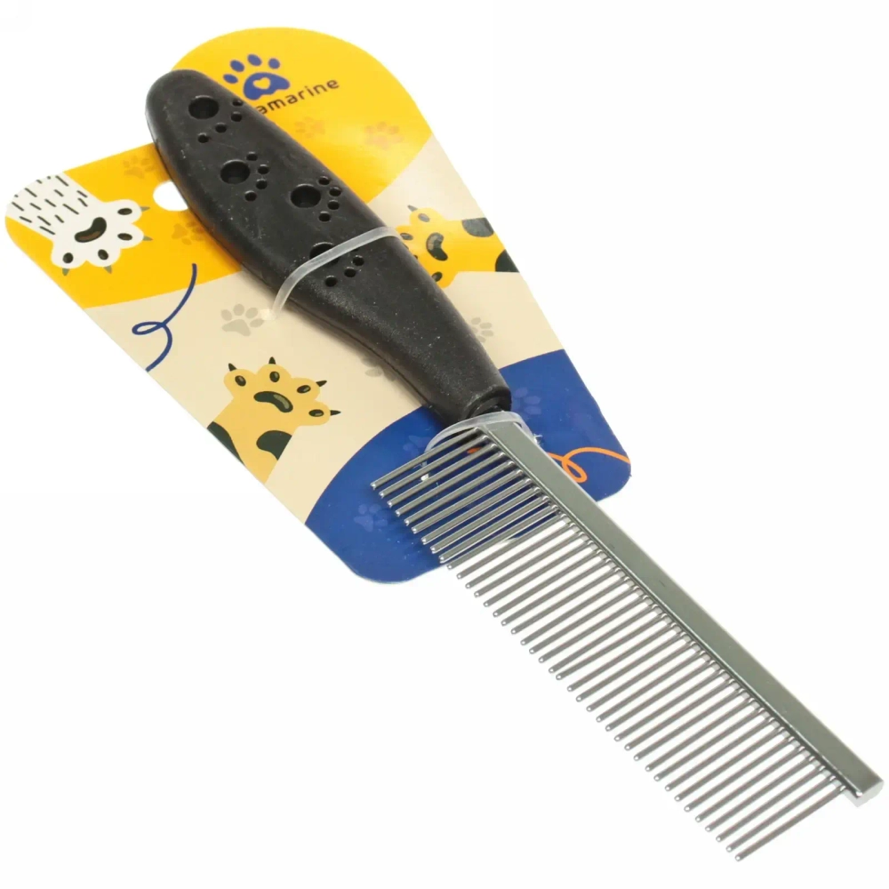 Расческа для собак и кошек «Алиса», для всех видов шерсти, цвет чёрный, 20см (блистер)